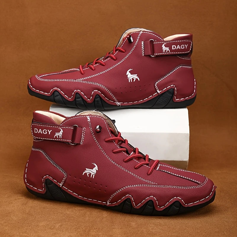 Men's Business Casual Mid-Top Shoes - Non-Slip Rubber Sole, Lace-Up Formal & Everyday Shoes